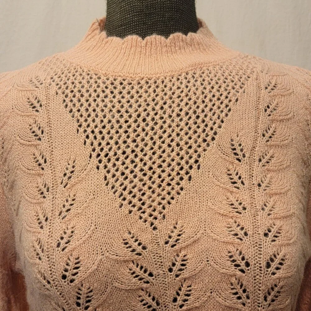 LOFT | Womens Lacy Sweater Size S - Pink - Picture 3 of 8